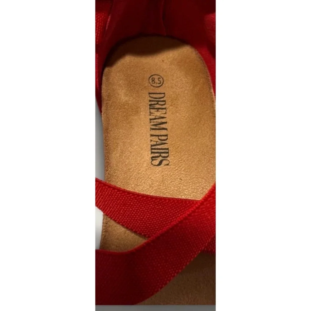 Dream Pairs NINI-3 Womens Red Elastic Multi Strap Wedge Sandals Size 8.5 NEW
